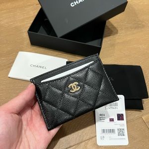 New Chanel cardholders wallet caviar authentic black burgundy slg